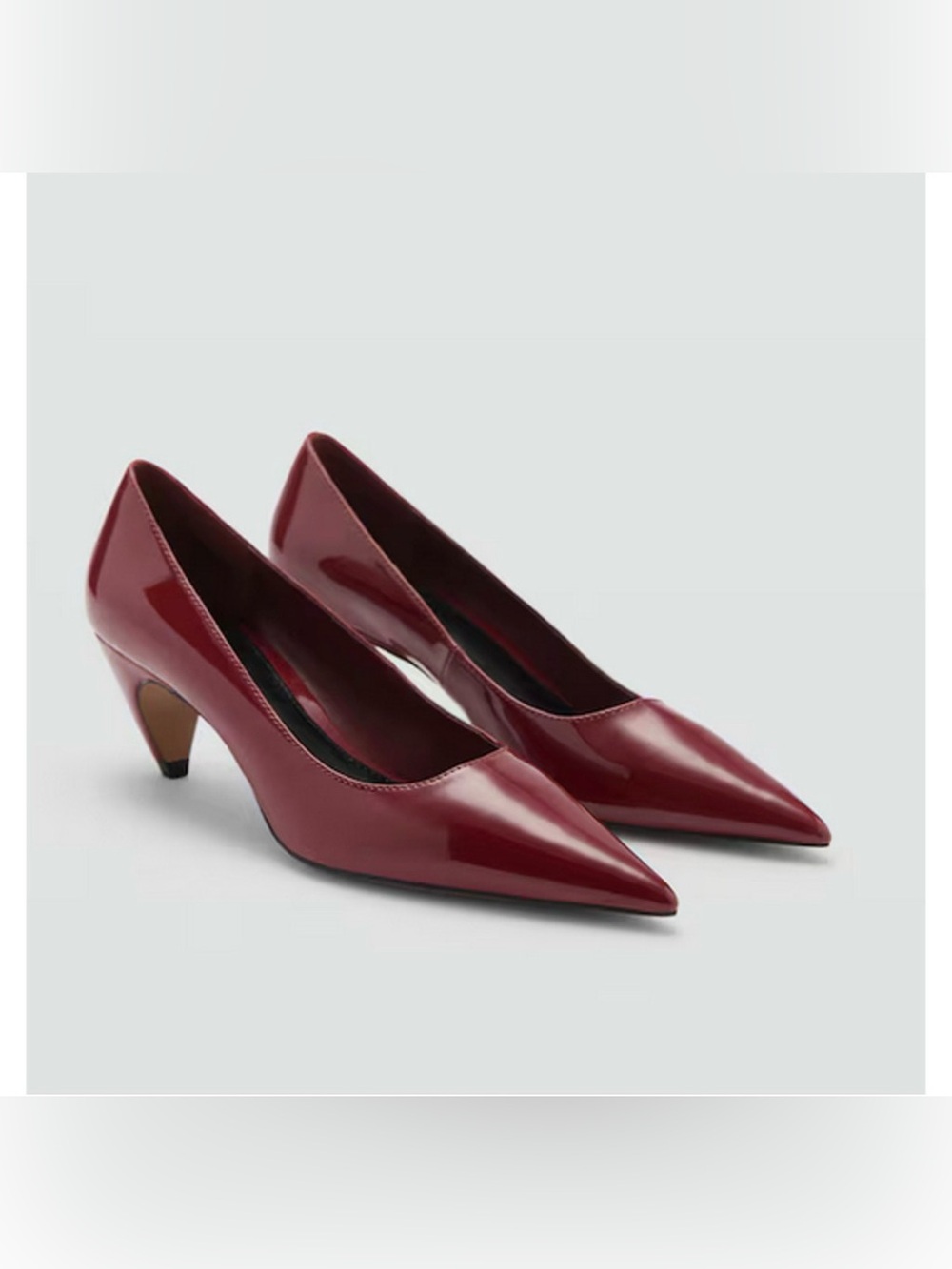 NEW MANGO MNG RED PATENT LEATHER FUNNEL HIGH HEELS SHOES SZ 37 6.5